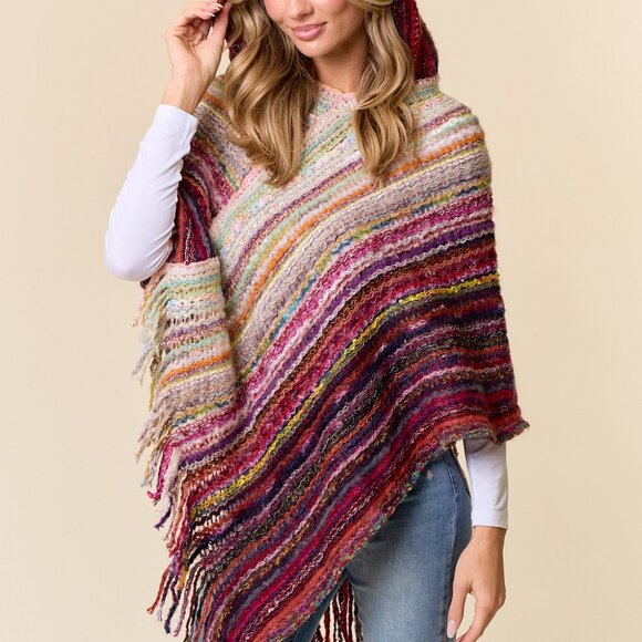 ON BLUE Pink & Ruby Hooded Poncho - Picture 7 of 13